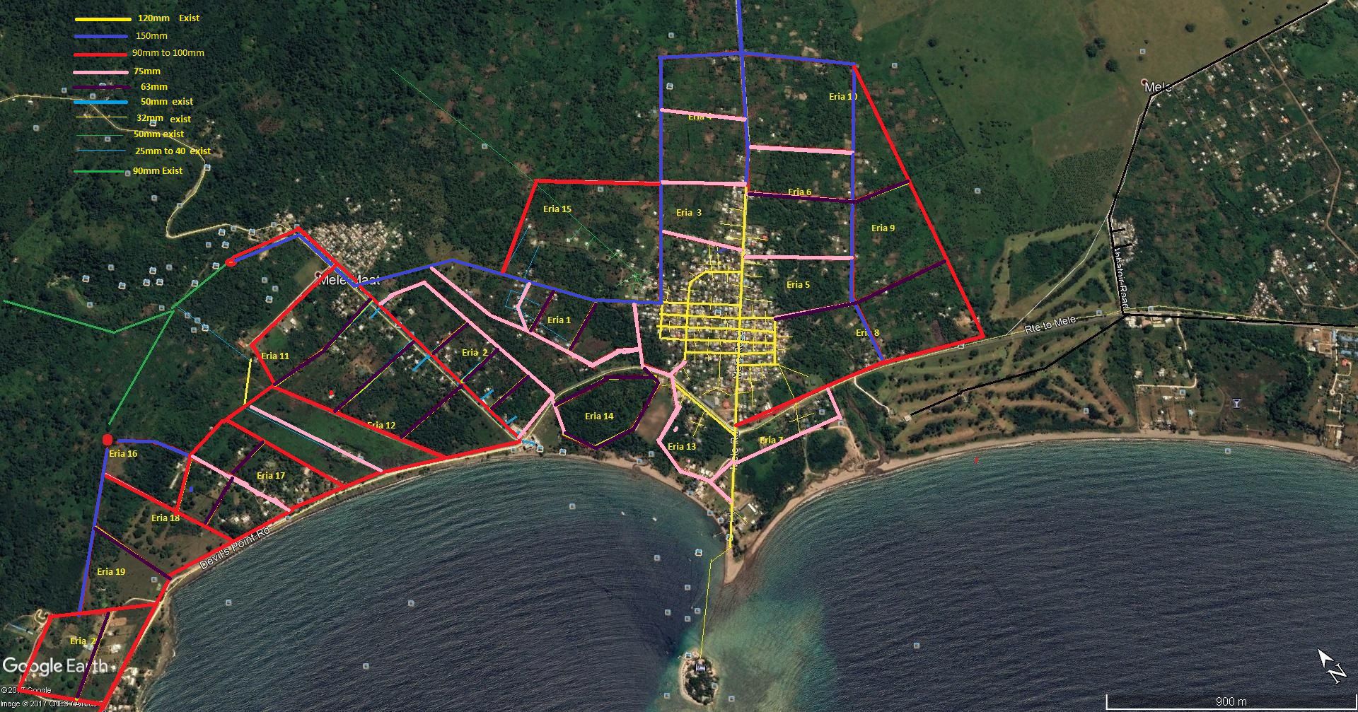Aerial view of the area to be piped with new Water System